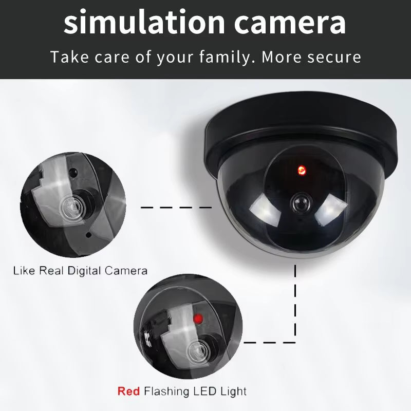 1PC Dummy Fake Camera with LED Red Light, Battery Operated, No Wiring Required, Indoor Outdoor Fake Dome Security Camera