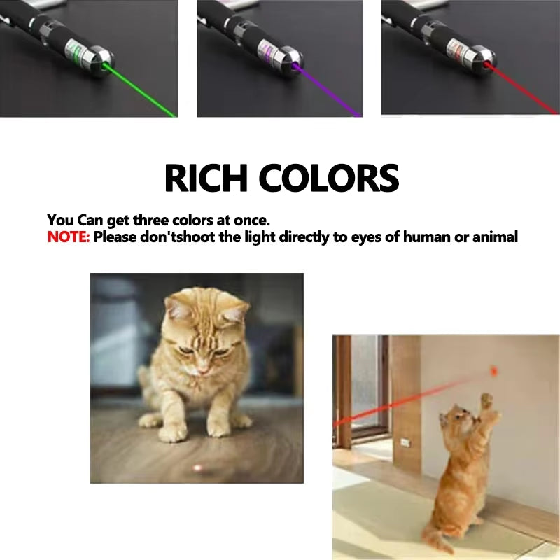 2 in 1 Portable Laser Pointer Three-Color Laser Pen Projection Teaching Demonstration Pen Toys for Pets and Cats Indicator Tool